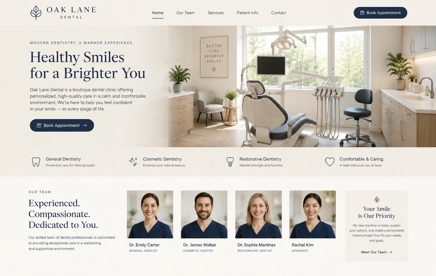 Oak Lane Dental, a sample design, not client work, by Leo Digital