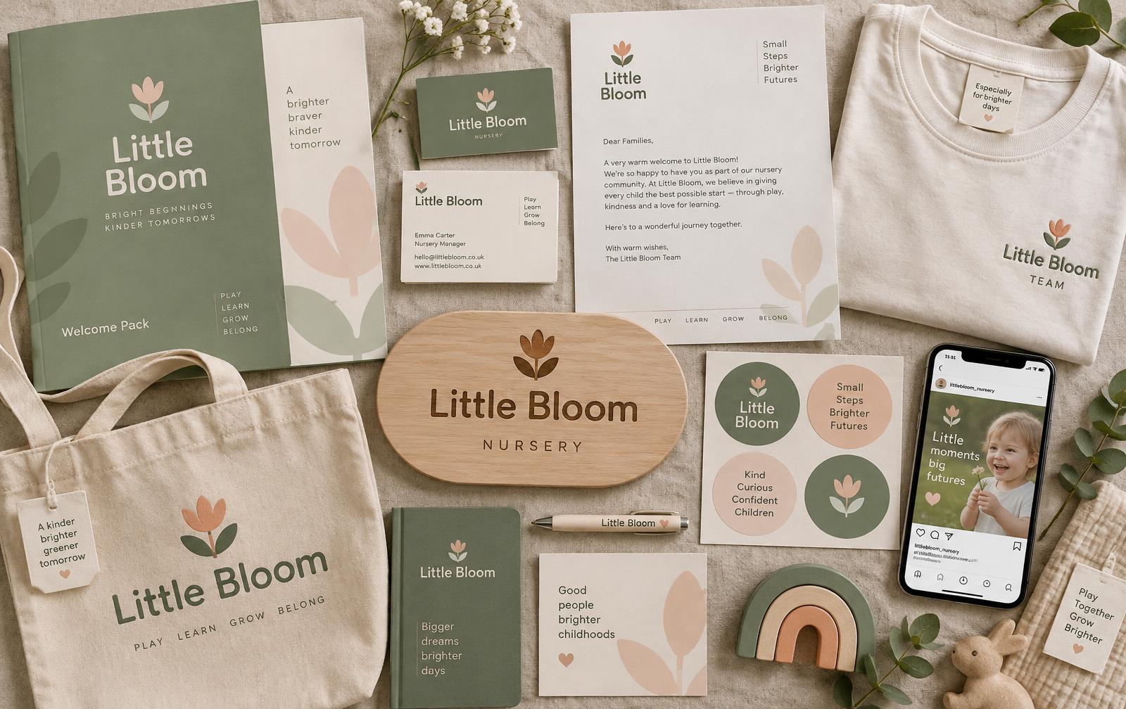 Little Bloom, an original illustrative branding concept, not client work