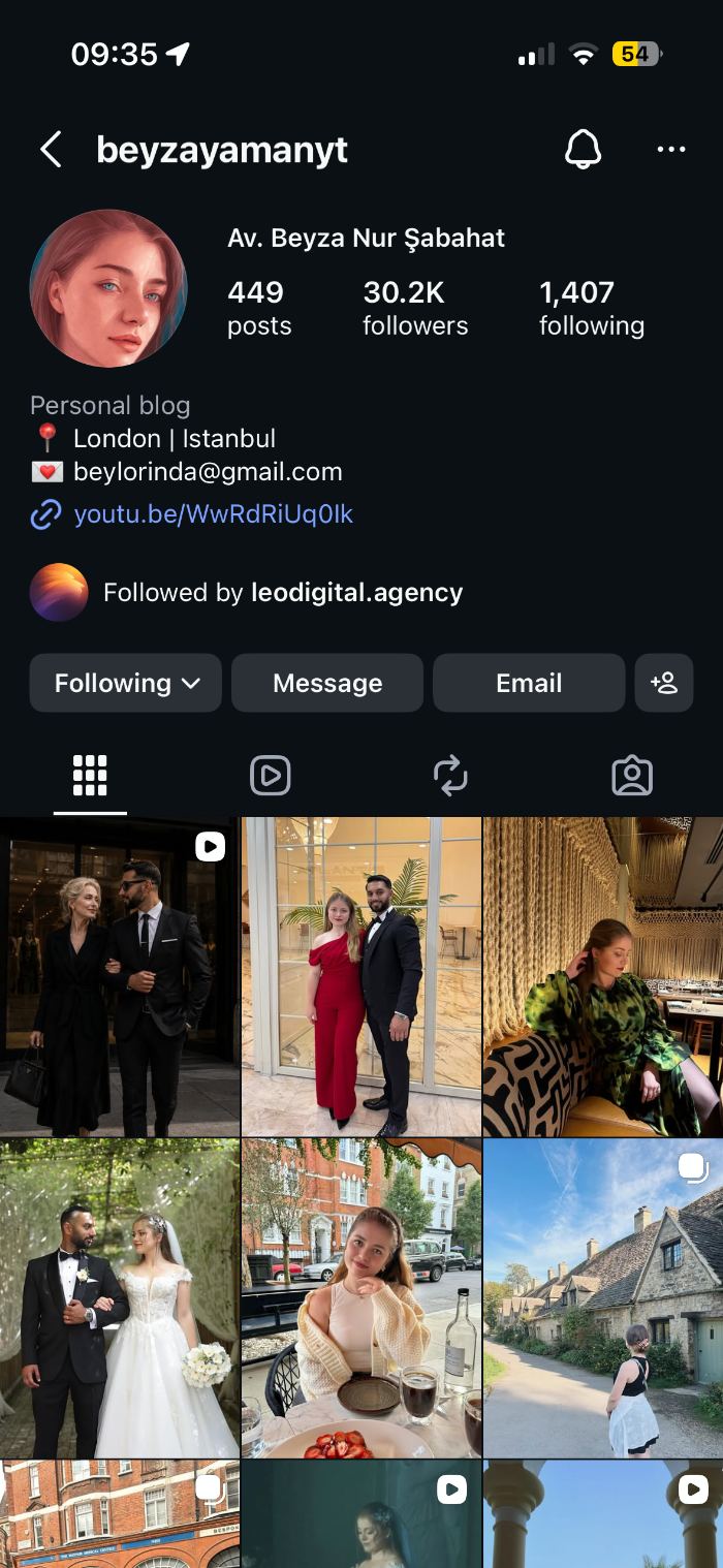 Beyza Sabahat Instagram profile