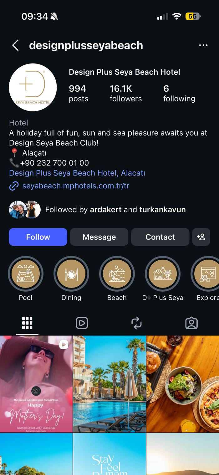 Design Plus Seya Beach Hotel Instagram profile