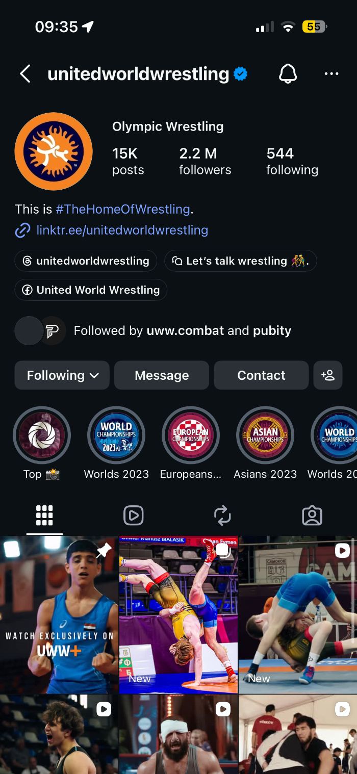 United World Wrestling Instagram profile