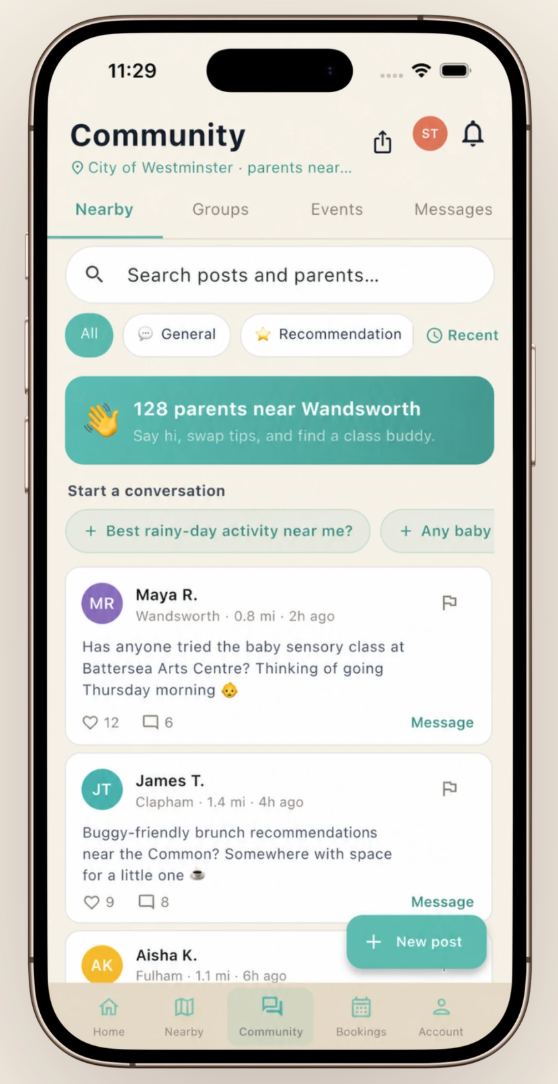 ParentGO, community feed