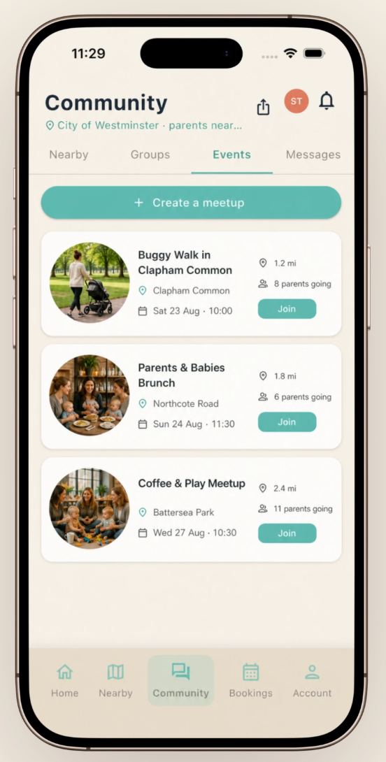 ParentGO, parent meetups and events
