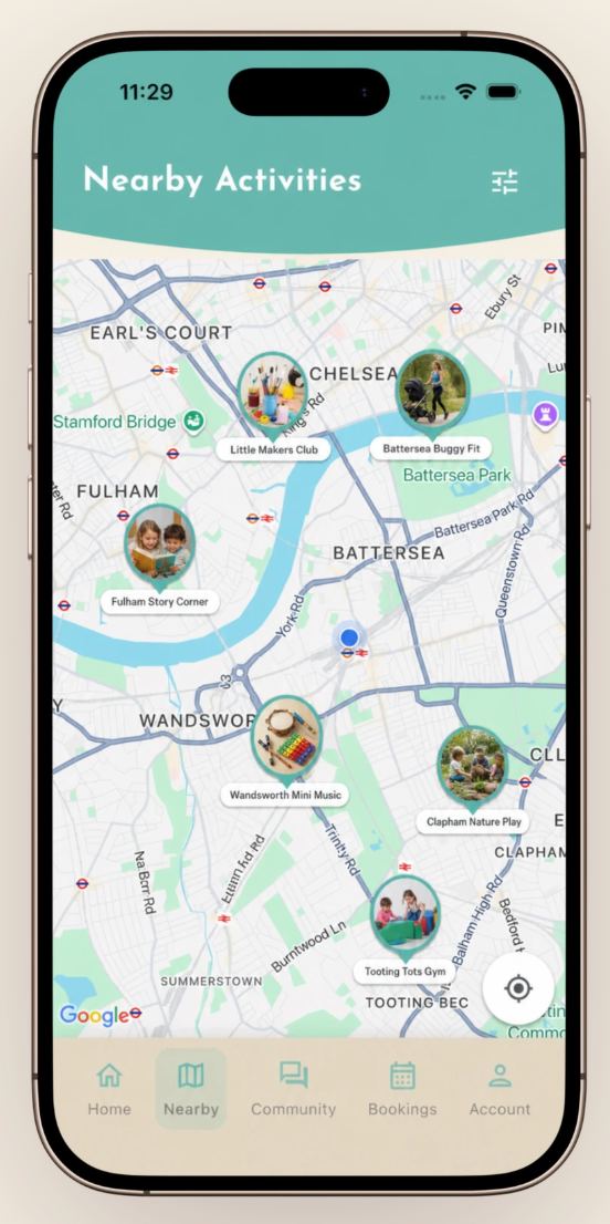 ParentGO, nearby activities map