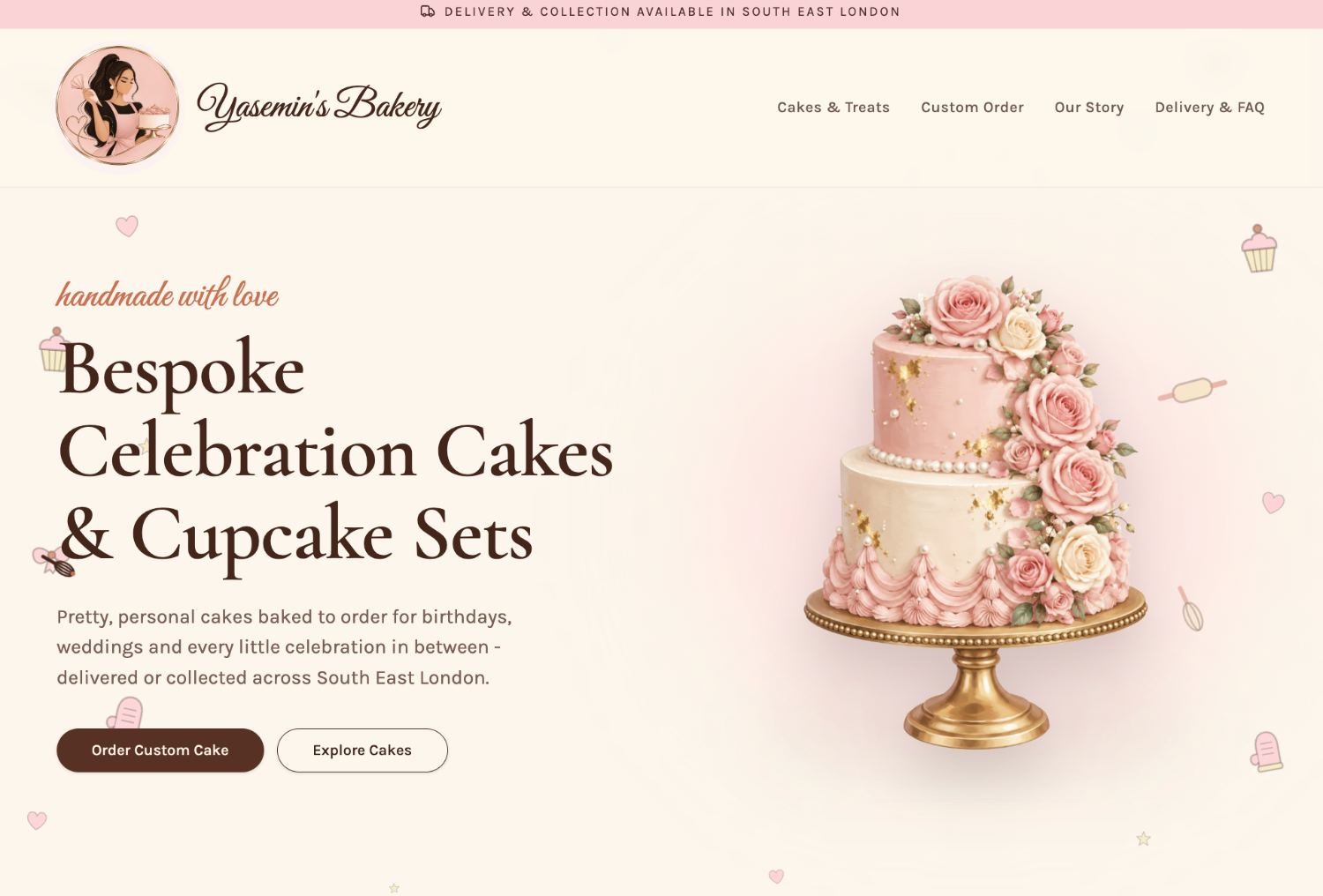 Yasemin's Bakery homepage
